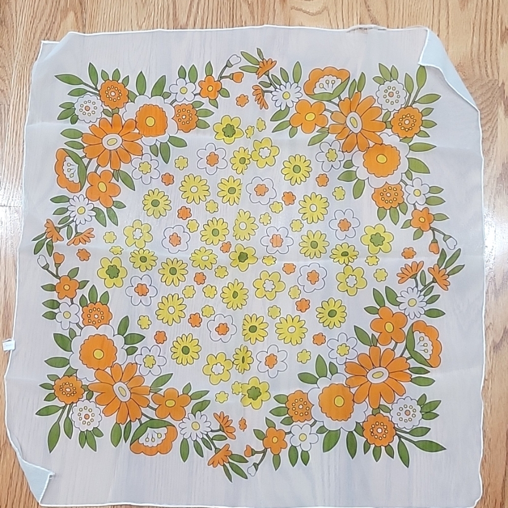 Vintage floral chiffon scarf